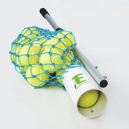 TennisEZ tennis ball collector, lightweight and easy-to-use tennis ball retriever for courts and practice sessions.